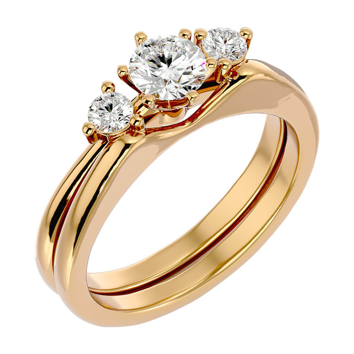 1/2 Carat Diamond Solitaire Ring With 1/5 Carat Enhancer In 14 Karat Yellow Gold