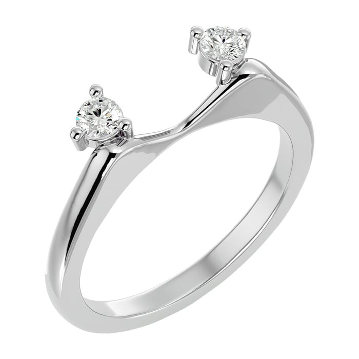 1/5 Carat Moissanite Ring Enhancer For 3/4 Carat Solitaire In 14 Karat White Gold