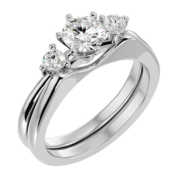 3/4 Carat Moissanite Solitaire Ring With 1/5 Carat Enhancer In 14 Karat White Gold
