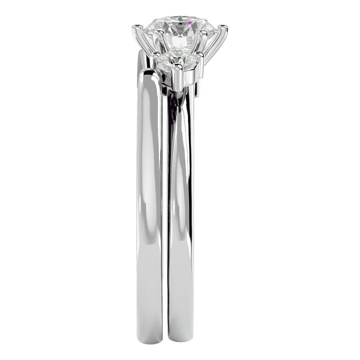 3/4 Carat Moissanite Solitaire Ring With 1/5 Carat Enhancer In 14 Karat White Gold