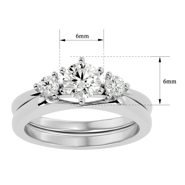 3/4 Carat Moissanite Solitaire Ring With 1/5 Carat Enhancer In 14 Karat White Gold