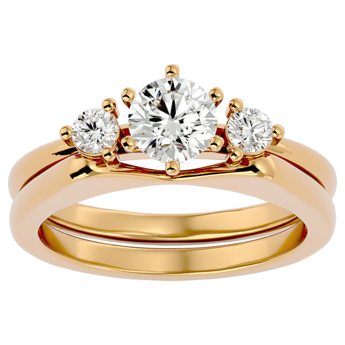 3/4 Carat Diamond Solitaire Ring With 1/5 Carat Enhancer In 14 Karat Yellow Gold