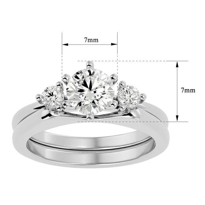 1 Carat Moissanite Solitaire Ring With 1/5 Carat Enhancer In 14 Karat White Gold