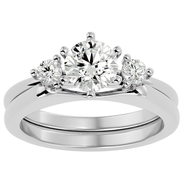 1 Carat Diamond Solitaire Ring With 1/5 Carat Enhancer In 14 Karat White Gold