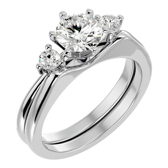 1 Carat Diamond Solitaire Ring With 1/5 Carat Enhancer In 14 Karat White Gold