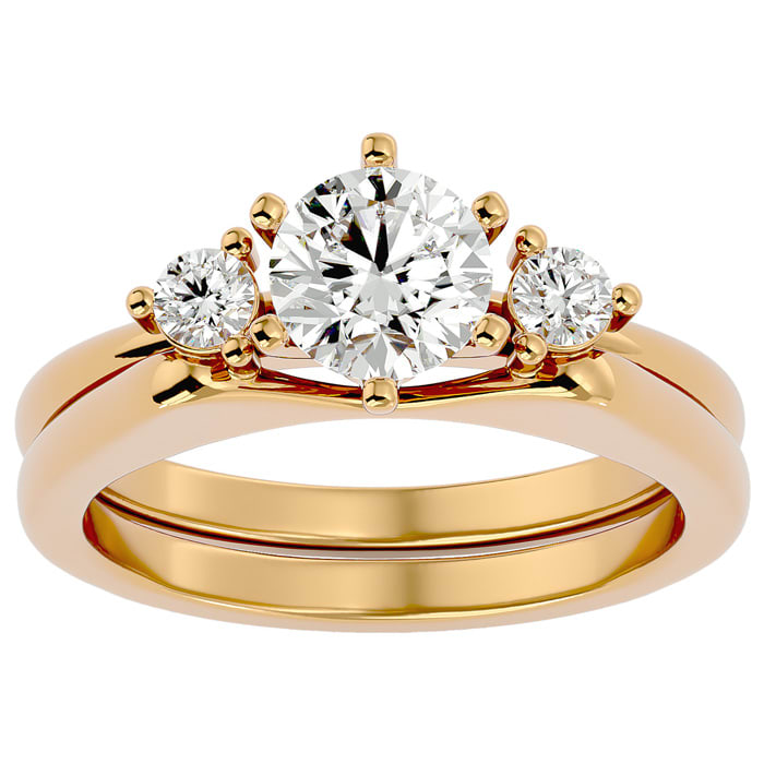 1 Carat Diamond Solitaire Ring With 1/5 Carat Enhancer In 14 Karat Yellow Gold