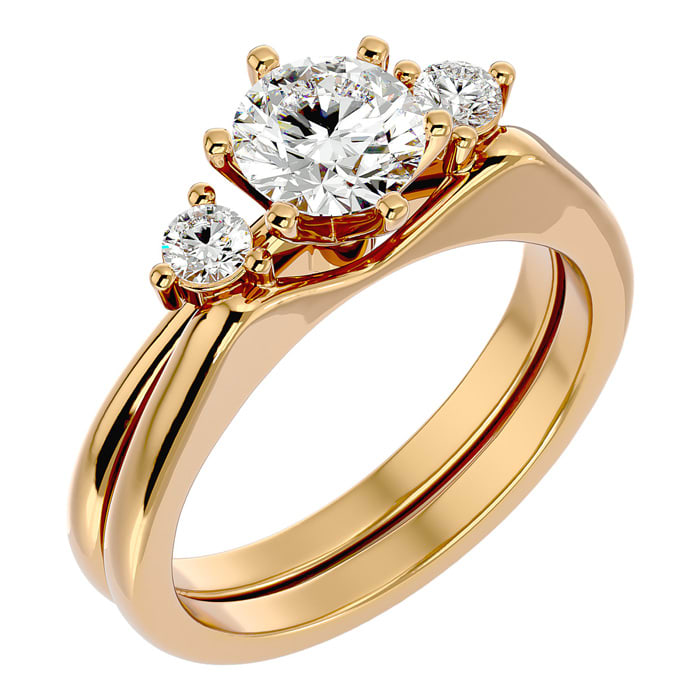 1 Carat Diamond Solitaire Ring With 1/5 Carat Enhancer In 14 Karat Yellow Gold
