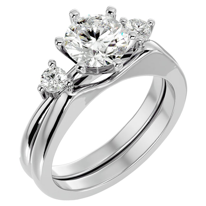 1 1/2 Carat Moissanite Solitaire Ring With 1/5 Carat Enhancer In 14 Karat White Gold