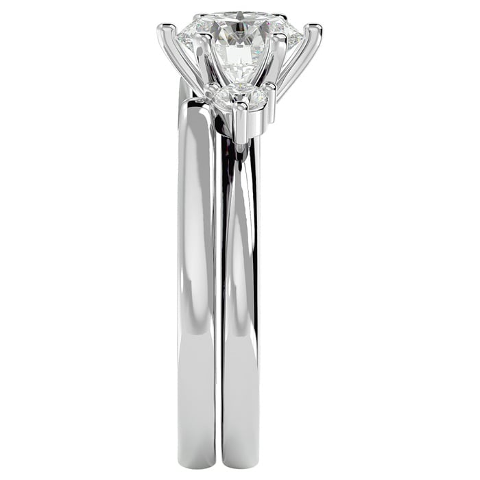 1 1/2 Carat Moissanite Solitaire Ring With 1/5 Carat Enhancer In 14 Karat White Gold