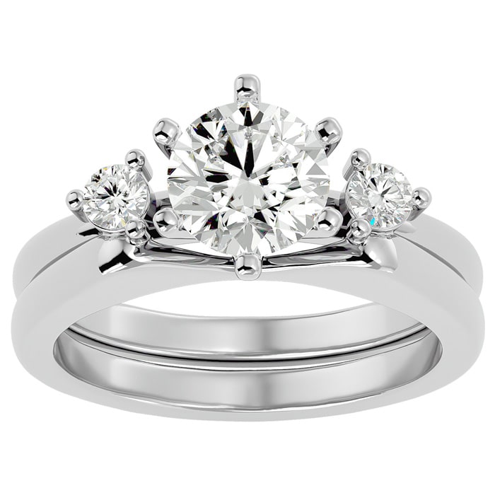 1 1/2 Carat Diamond Solitaire Ring With 1/5 Carat Enhancer In 14 Karat White Gold