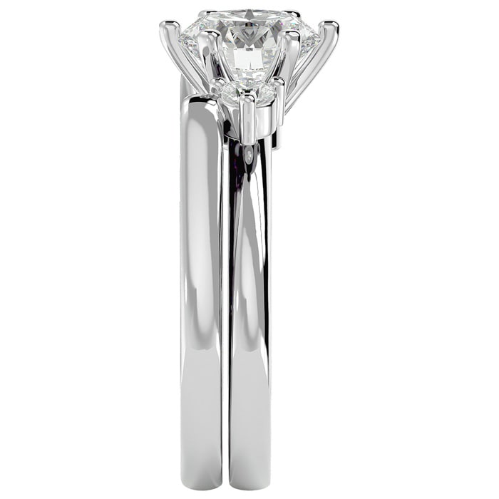 2 Carat Moissanite Solitaire Ring With 1/5 Carat Enhancer In 14 Karat White Gold