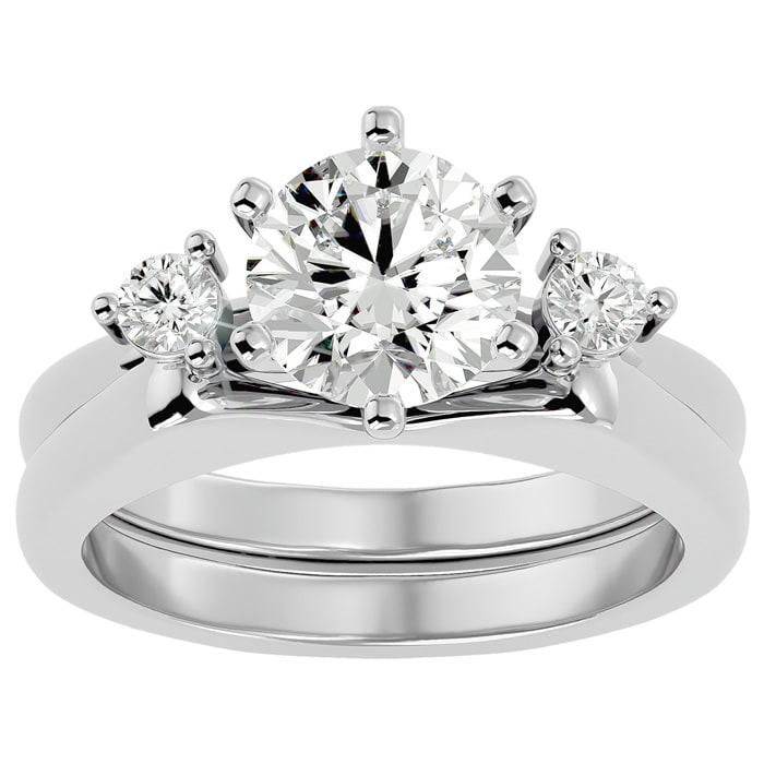 2 Carat Diamond Solitaire Ring With 1/5 Carat Enhancer In 14 Karat White Gold