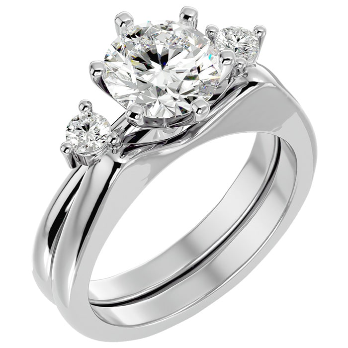 2 Carat Diamond Solitaire Ring With 1/5 Carat Enhancer In 14 Karat White Gold