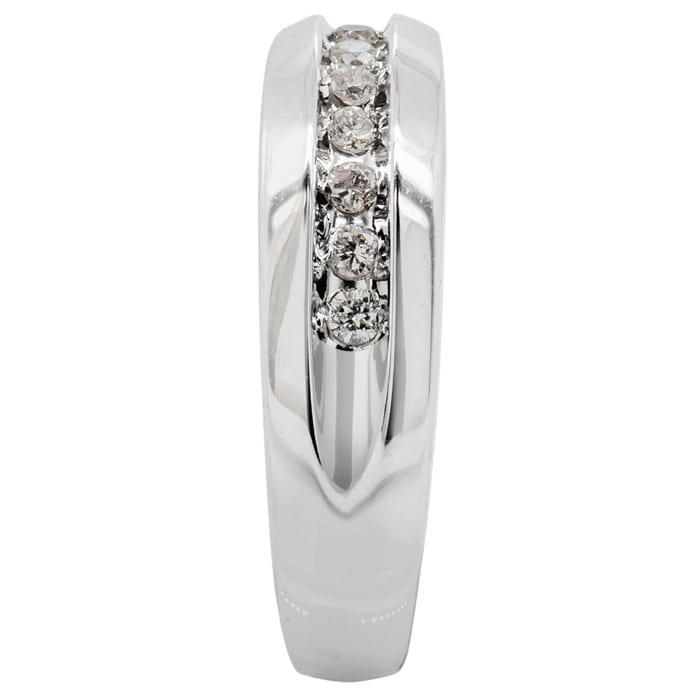 Estate Jewelry 1/8 Carat Channel Set Diamond Band Ring In 14 Karat White Gold, Size 7