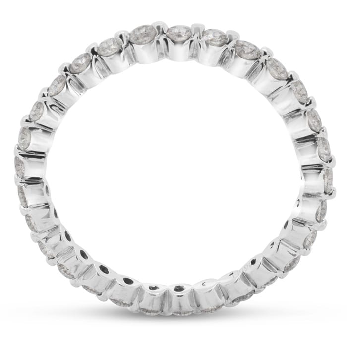 Estate Jewelry 3/4 Carat Diamond Common Prong Eternity Ring In 14 Karat White Gold, Size 7