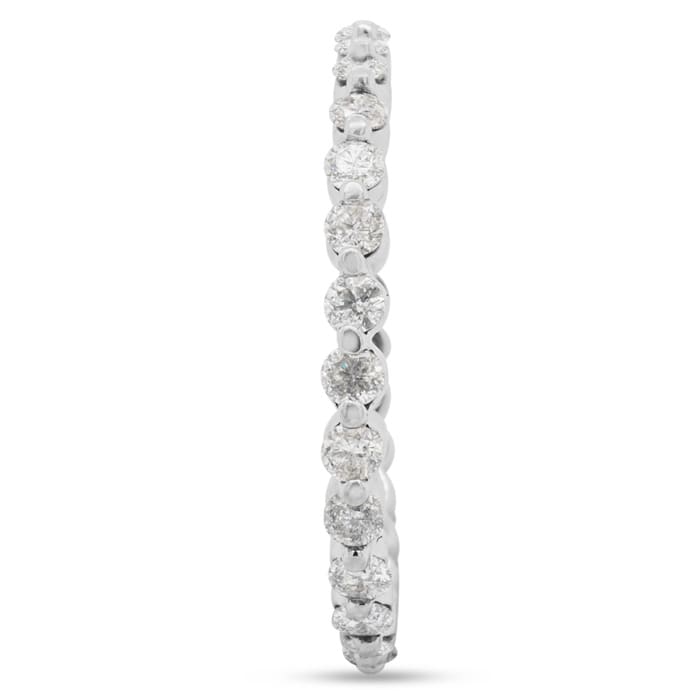 Estate Jewelry 3/4 Carat Diamond Common Prong Eternity Ring In 14 Karat White Gold, Size 7