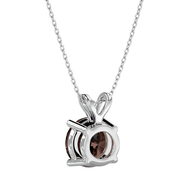1 Carat Chocolate Bar Brown Champagne Diamond Solitaire Necklace In 14 Karat White Gold Filled, 18 Inches