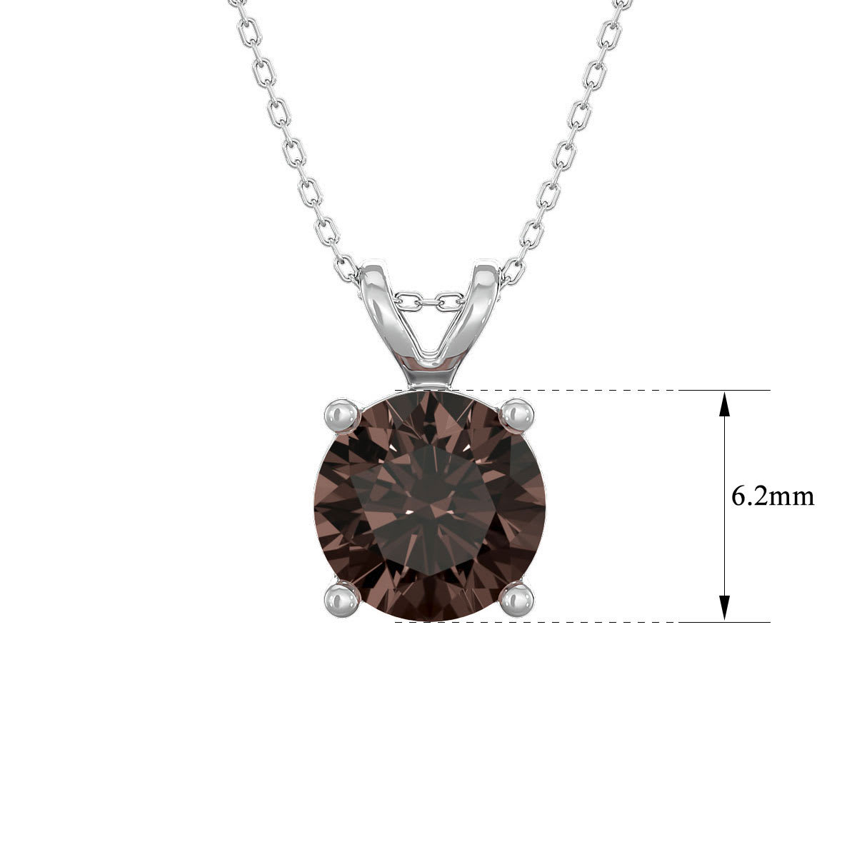 1 Carat Chocolate Bar Brown Champagne Diamond Solitaire Necklace In 14 Karat White Gold Filled, 18 Inches