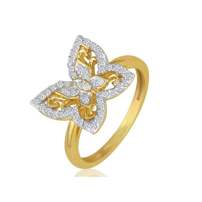 1/4ct Diamond Butterfly Ring in 10k Yellow Gold