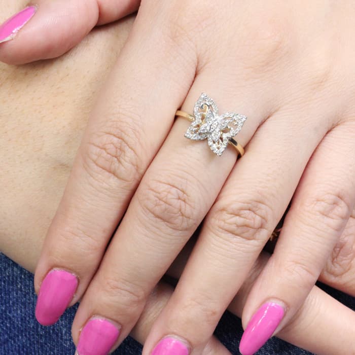 1/4ct Diamond Butterfly Ring in 10k Yellow Gold