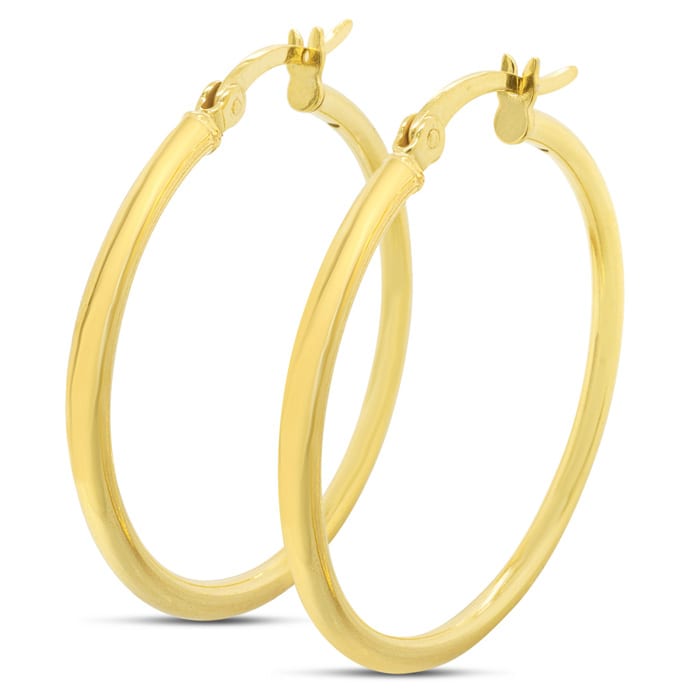 30MM Classic Hoop Earrings In 14 Karat Yellow Gold Over Sterling Silver
