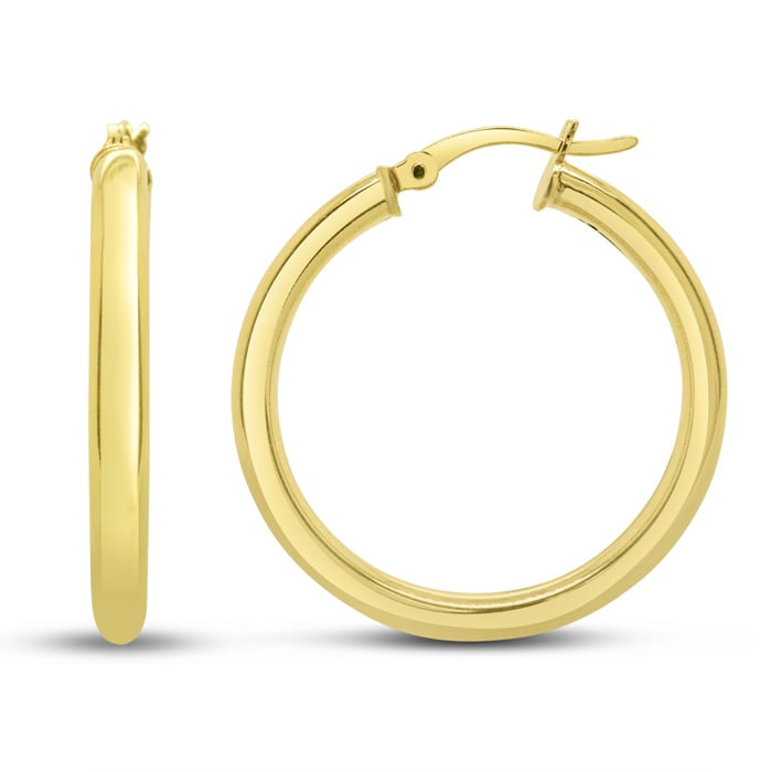 30x3MM Classic Hoop Earrings In 14 Karat Yellow Gold Over Sterling Silver