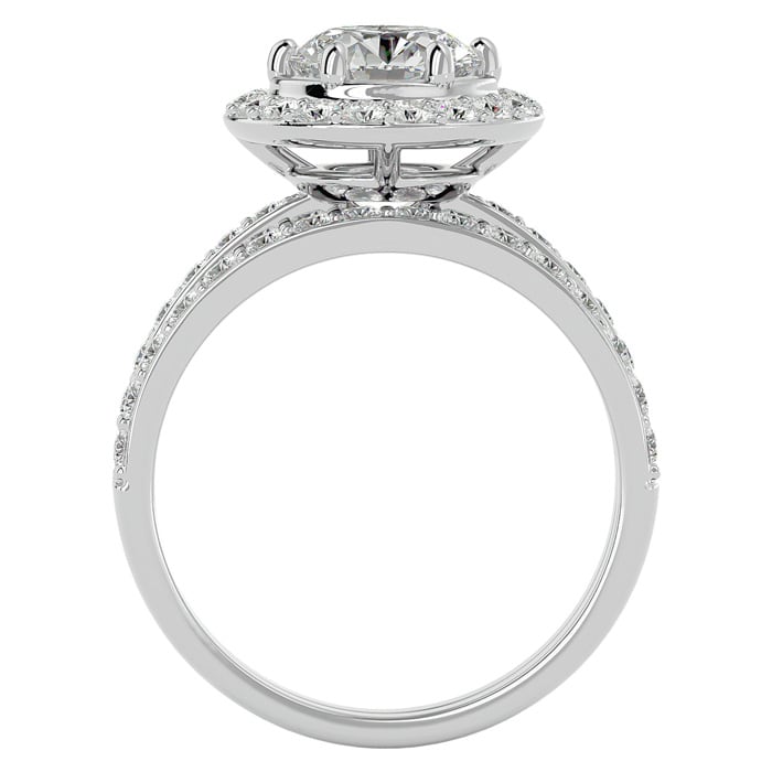 2 1/2 Carat Moissanite Halo Bridal Set In 14 Karat White Gold With 1 1/2 Carat Center Moissanite
