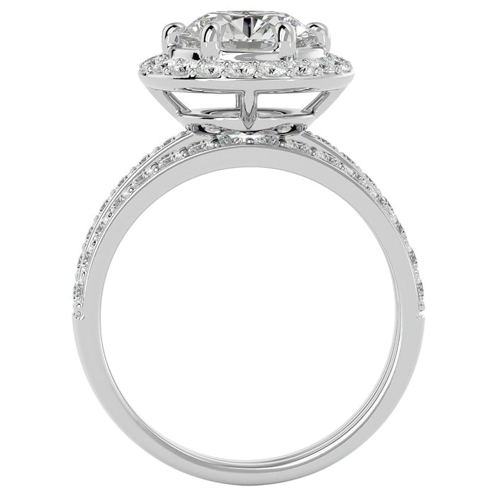3 Carat Moissanite Halo Bridal Set In 14 Karat White Gold With 2 Carat Center Moissanite