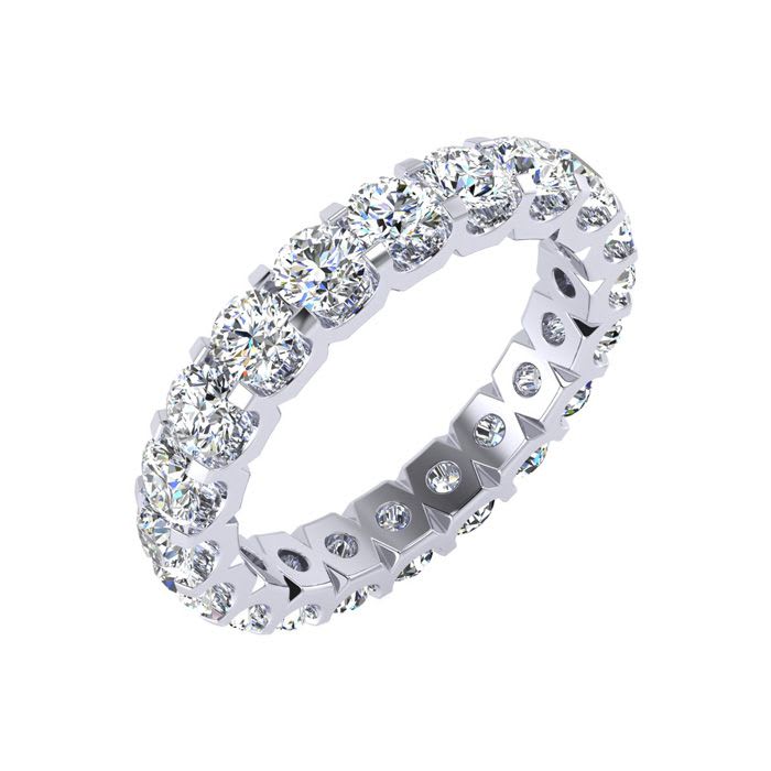 3 Carat Round Diamond Eternity Ring In 14 Karat White Gold, Ring Size 9