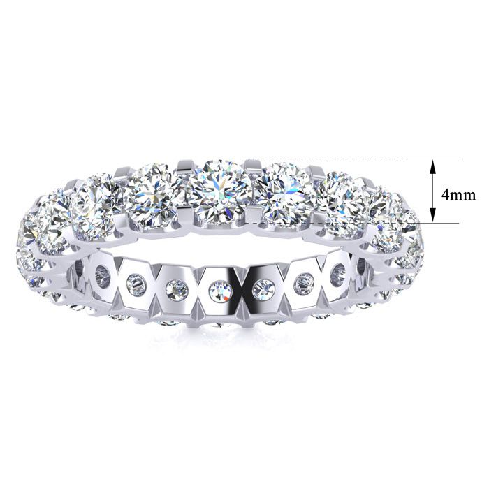 3 Carat Round Diamond Eternity Ring In Platinum, Ring Size 4.5
