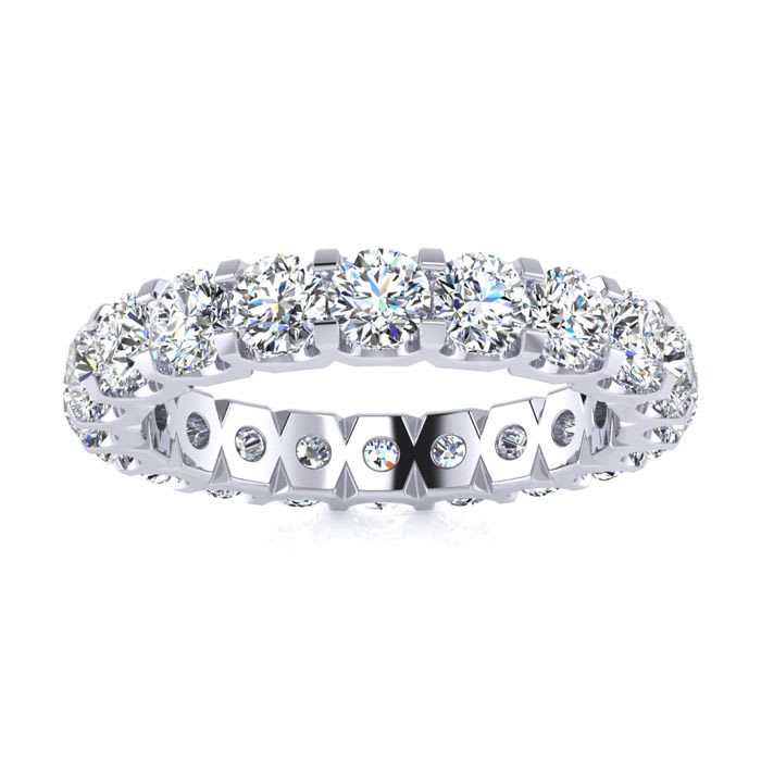 3 Carat Round Diamond Eternity Ring In Platinum, Ring Size 8.5