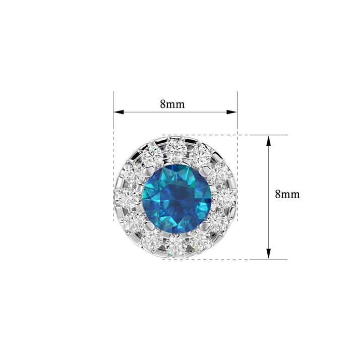 1 Carat Blue Diamond and Halo Diamond Stud Earrings In 14 Karat White Gold