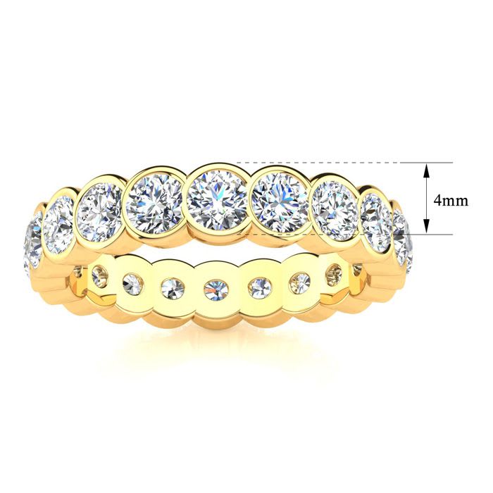 2.40 Carat Round Diamond Bezel Set Eternity Ring In 14 Karat Yellow Gold, Ring Size 5