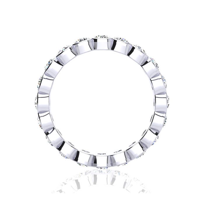 2.55 Carat Round Diamond Bezel Set Eternity Ring In 14 Karat White Gold, Ring Size 6.5