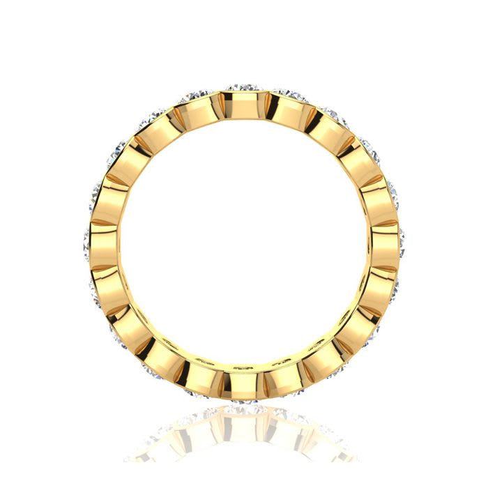 2.40 Carat Round Diamond Bezel Set Eternity Ring In 14 Karat Yellow Gold, Ring Size 5.5