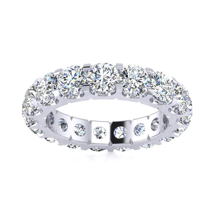 4 Carat Round Moissanite Eternity Ring In Platinum, Ring Size 6.5