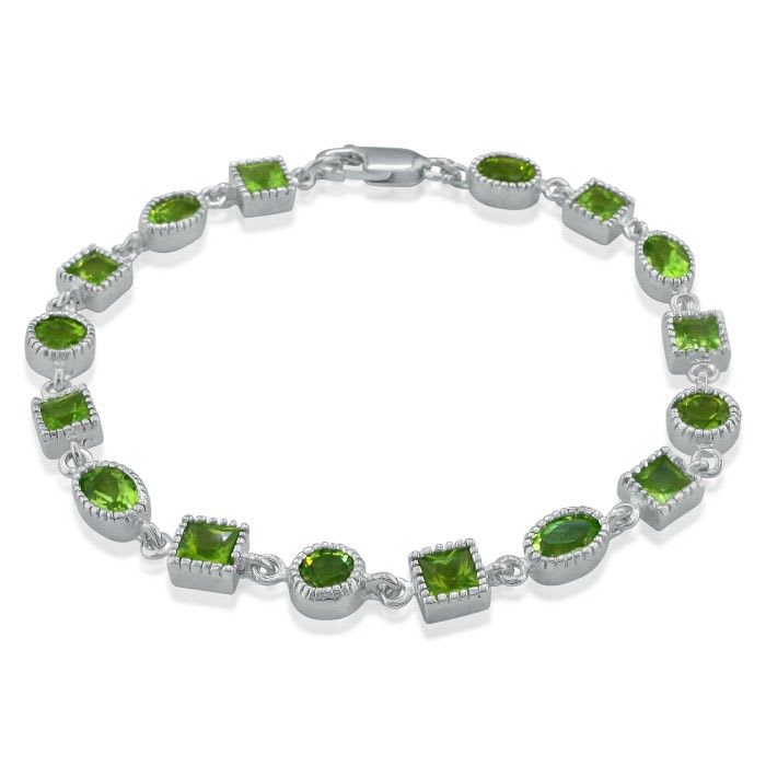 Peridot Jewelry: 7.45ct Peridot Bracelet in Sterling Silver | Silver Jewelry