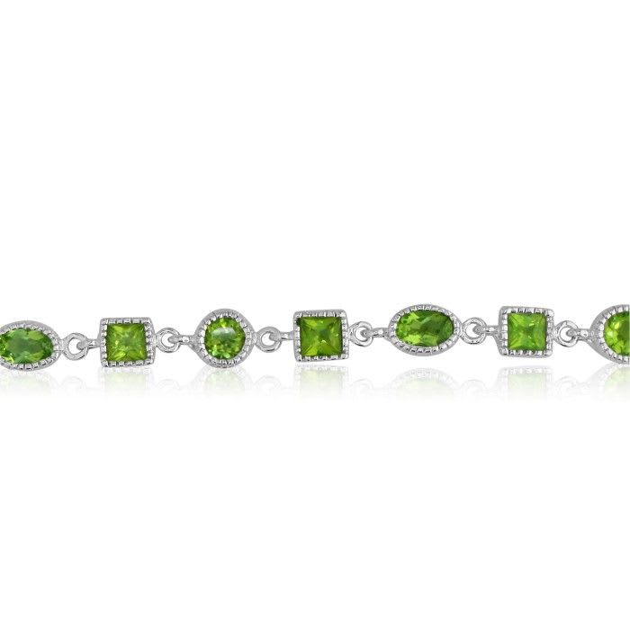 Peridot Jewelry: 7.45ct Peridot Bracelet in Sterling Silver | Silver Jewelry