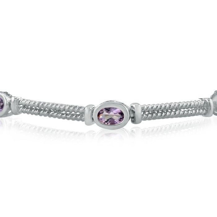 Amethyst Gemstone Jewelry: 2.25ct Rope Style Amethyst Gemstone Bracelet in Sterling Silver | Silver Jewelry
