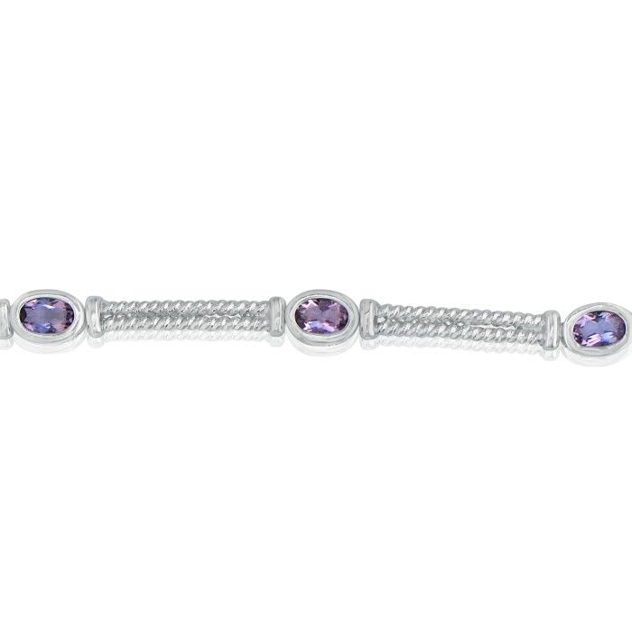 Amethyst Gemstone Jewelry: 2.25ct Rope Style Amethyst Gemstone Bracelet in Sterling Silver | Silver Jewelry