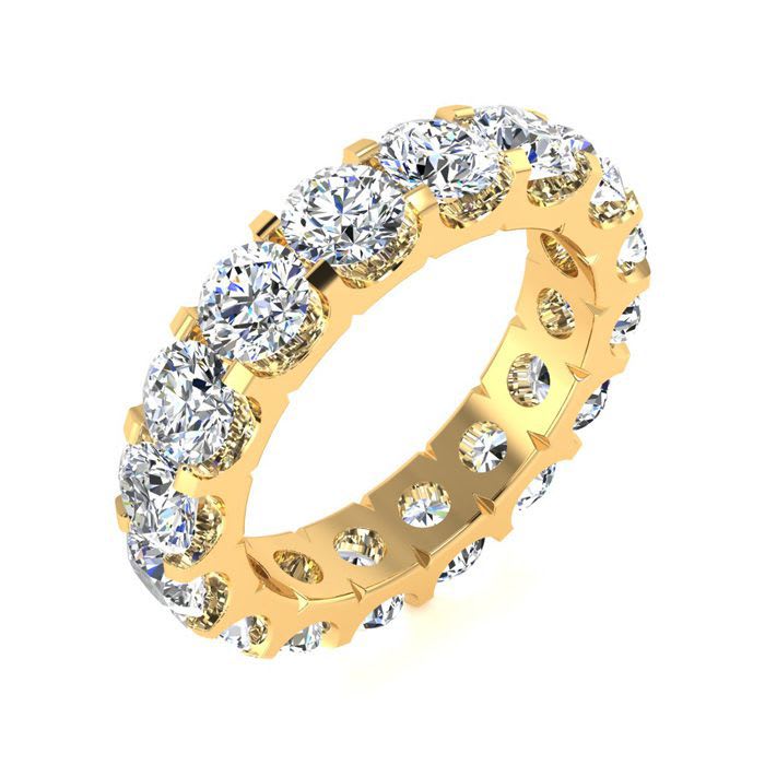 5 Carat Round Moissanite Eternity Ring In 14 Karat Yellow Gold, Ring Size 4