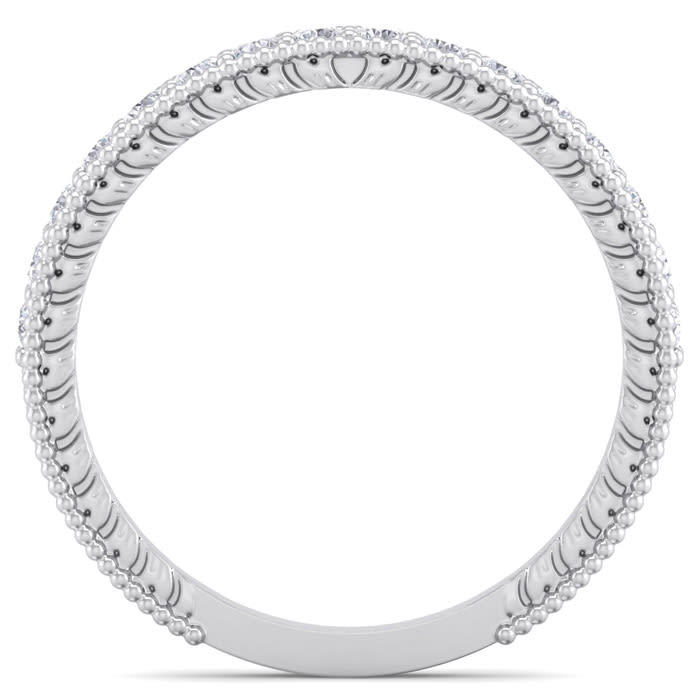 Moissanite Engagement Ring; 0.40 Carat Moissanite Wedding Band In 14 Karat White Gold