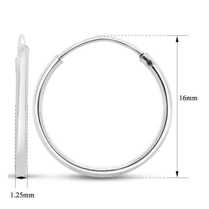16MM Endless Hoop Earrings In Sterling Silver