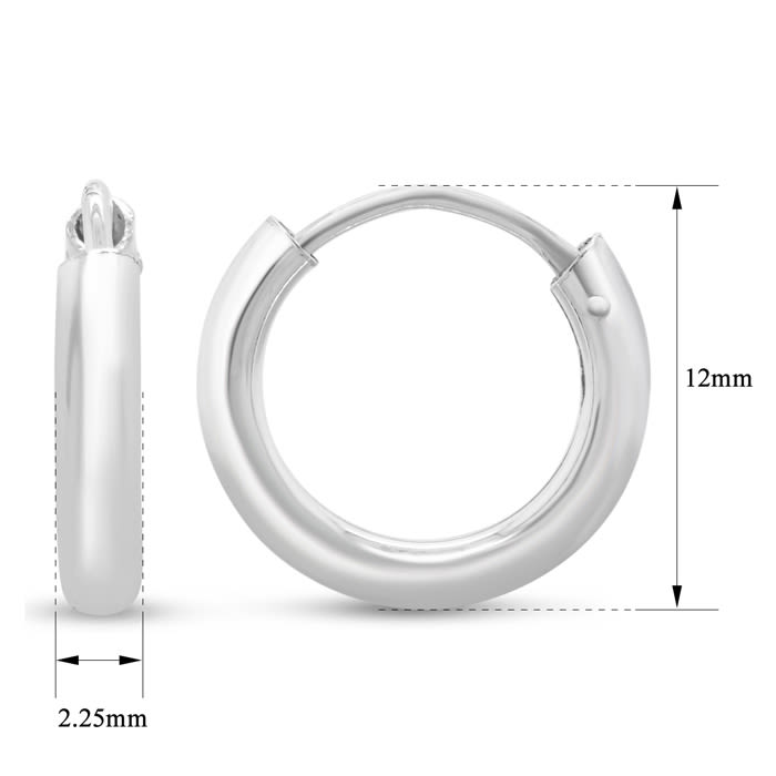 12x2.25MM Endless Hoop Earrings In Sterling Silver