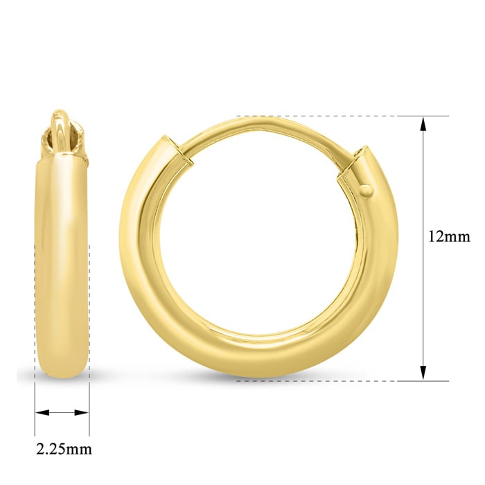 12x2.25MM Endless Hoop Earrings In 14 Karat Yellow Gold Over Sterling Silver