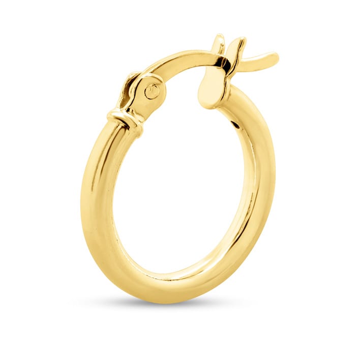 14MM Classic Hoop Earrings In 14 Karat Yellow Gold Over Sterling Silver