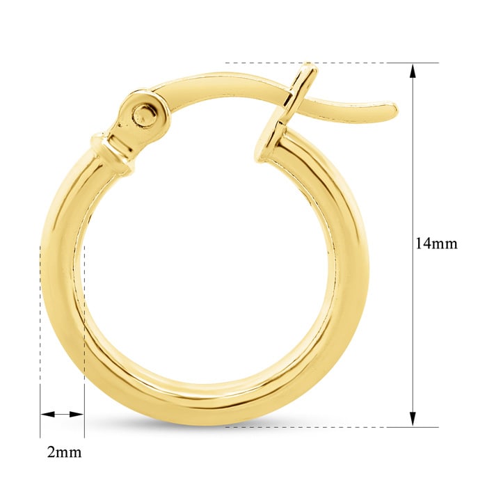 14MM Classic Hoop Earrings In 14 Karat Yellow Gold Over Sterling Silver