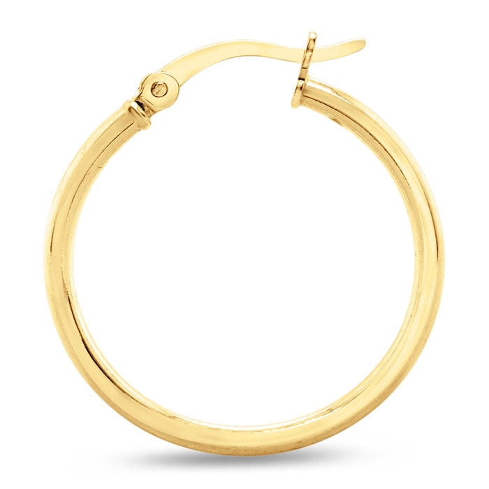 25MM Classic Hoop Earrings In 14 Karat Yellow Gold Over Sterling Silver.  Perfect 1 Inch Size For Every Day!