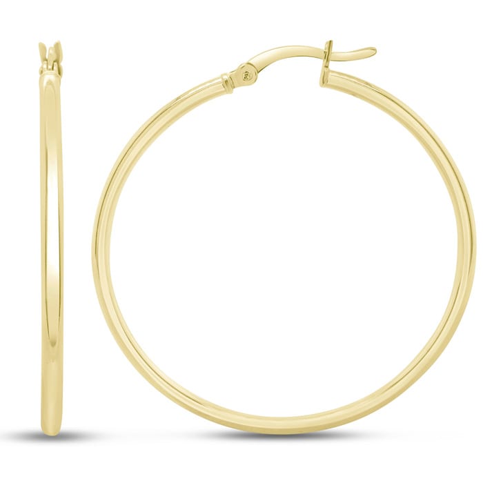 40MM Classic Hoop Earrings In 14 Karat Yellow Gold Over Sterling Silver