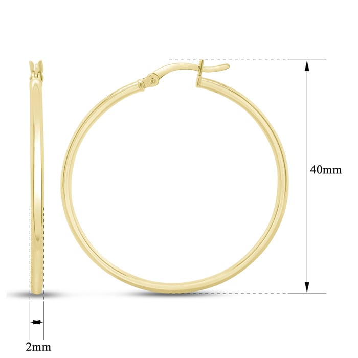40MM Classic Hoop Earrings In 14 Karat Yellow Gold Over Sterling Silver